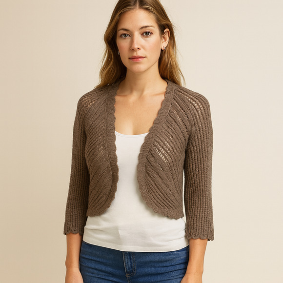 Anthropologie Angel of the North Kesia Cropped Knit Shrug - Size Medium - NWT - Picture 1 of 11